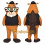 Brown Beaver Mascot Costume with Custom Logo