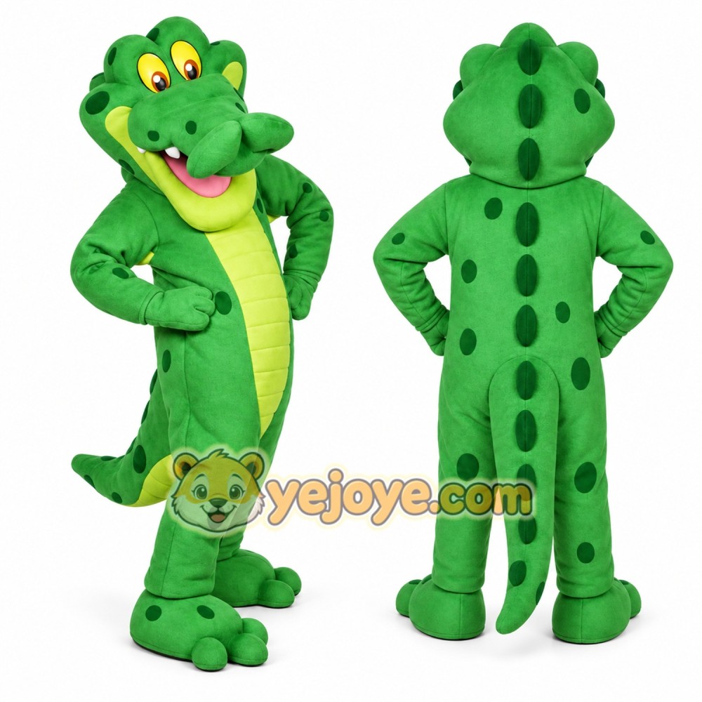 Green Alligator Mascot Costume with Custom Logo Green Alligator Mascot Costume with Custom Logo