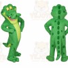 Green Alligator Mascot Costume with Custom Logo