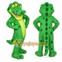 Green Alligator Mascot Costume with Custom Logo