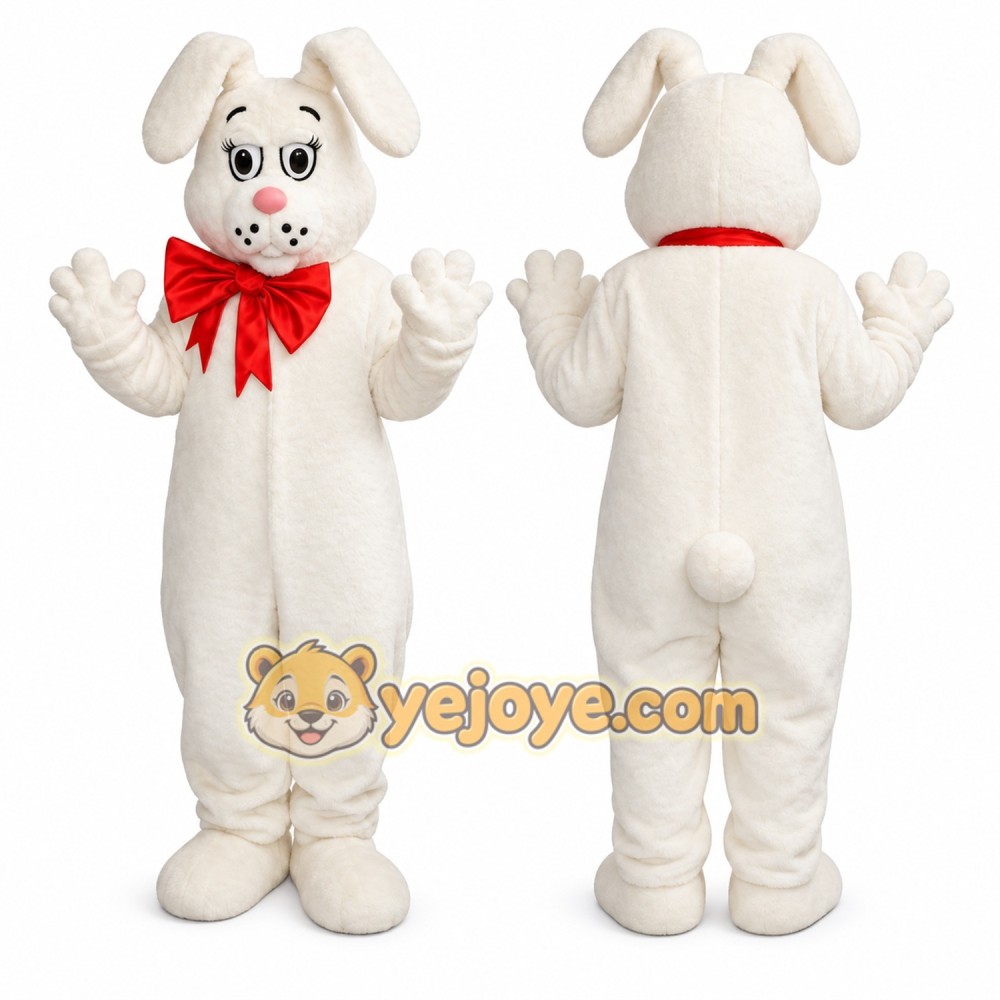 White Dog Mascot Costume with Custom Logo White Dog Mascot Costume with Custom Logo