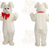 White Dog Mascot Costume with Custom Logo