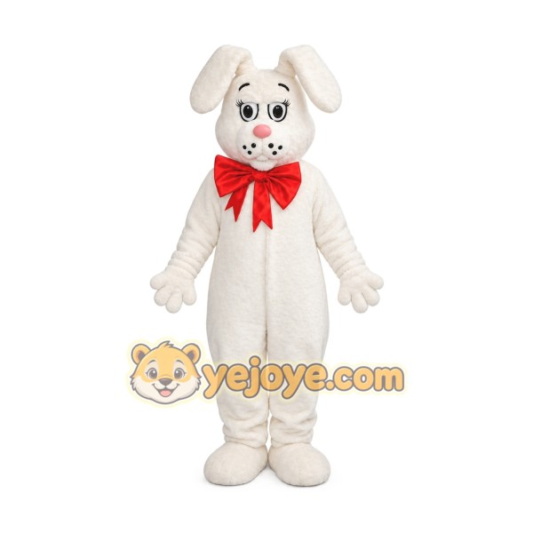 White Dog Mascot Costume with Custom Logo White Dog Mascot Costume with Custom Logo