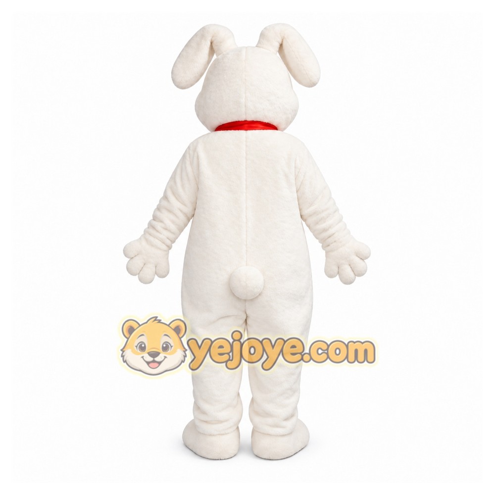 White Dog Mascot Costume with Custom Logo White Dog Mascot Costume with Custom Logo