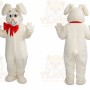 White Dog Mascot Costume with Custom Logo