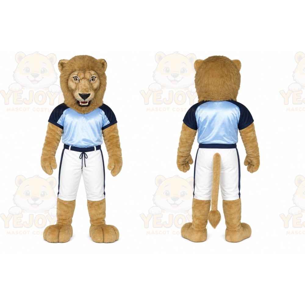 Brown Lion Mascot Costume with Custom Logo