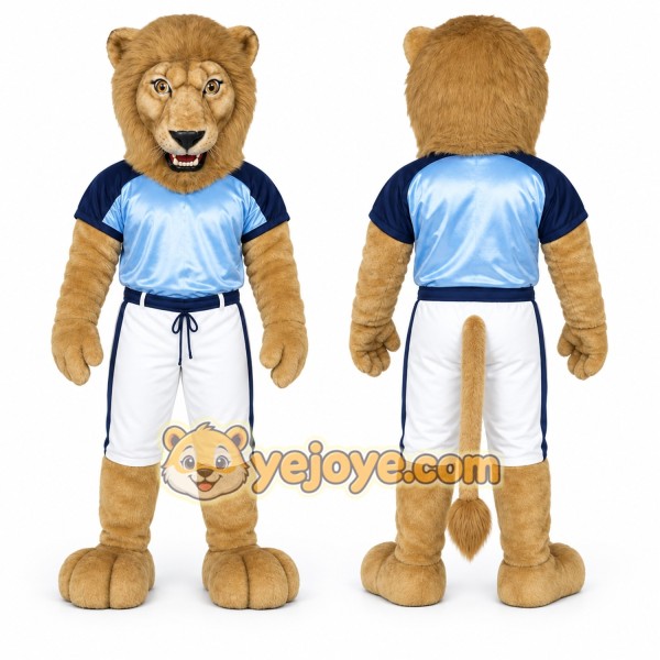 Brown Lion Mascot Costume with Custom Logo