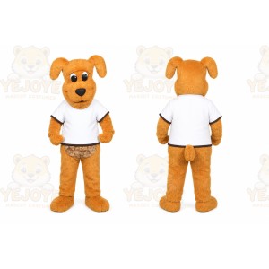 Brown Dog Mascot Costume with Custom Logo