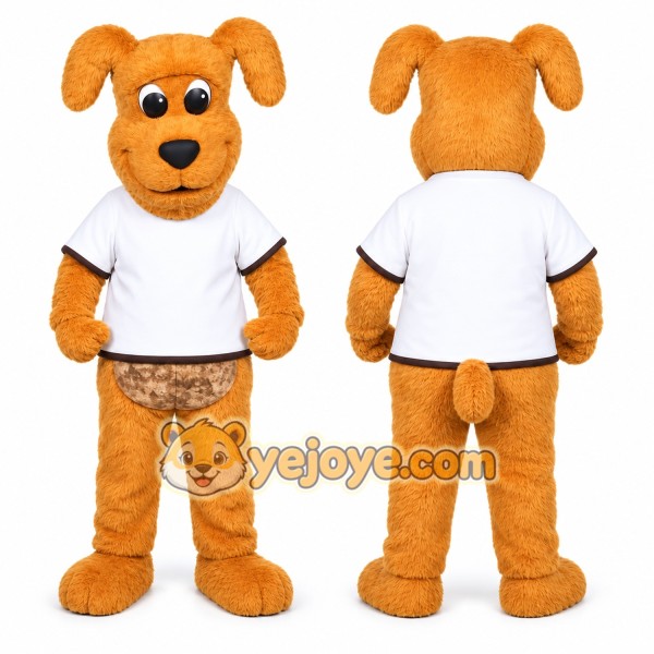 Brown Dog Mascot Costume with Custom Logo