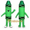 Green Crayon Mascot Costume with Custom Logo