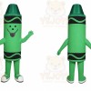 Green Crayon Mascot Costume with Custom Logo