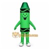 Green Crayon Mascot Costume with Custom Logo