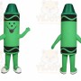 Green Crayon Mascot Costume with Custom Logo
