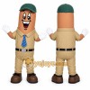 Tan Hotdog Mascot Costume with Custom Logo