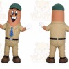 Tan Hotdog Mascot Costume with Custom Logo