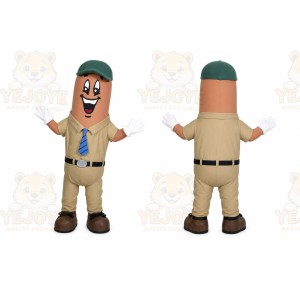 Tan Hotdog Mascot Costume with Custom Logo