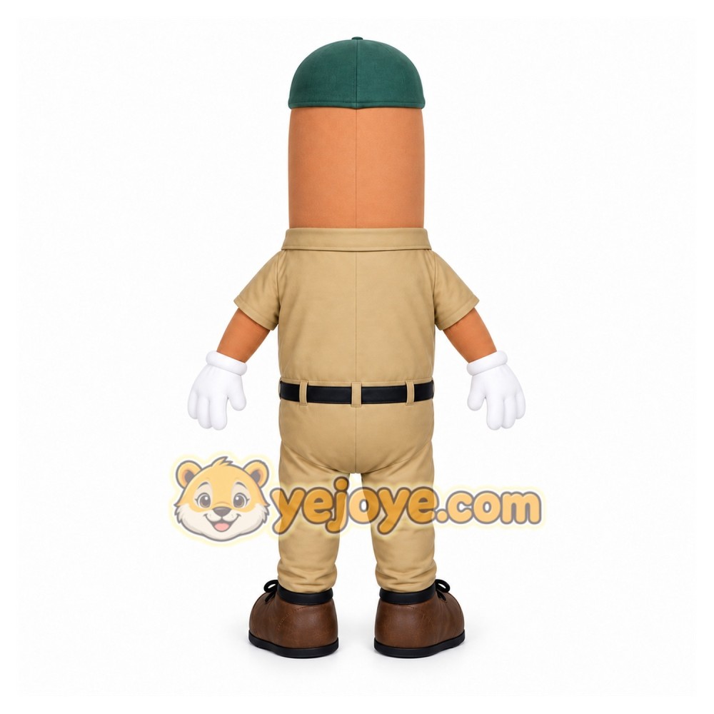 Tan Hotdog Mascot Costume with Custom Logo