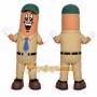 Tan Hotdog Mascot Costume with Custom Logo