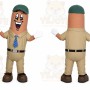 Tan Hotdog Mascot Costume with Custom Logo
