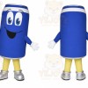 Blue Can Mascot Costume with Custom Logo