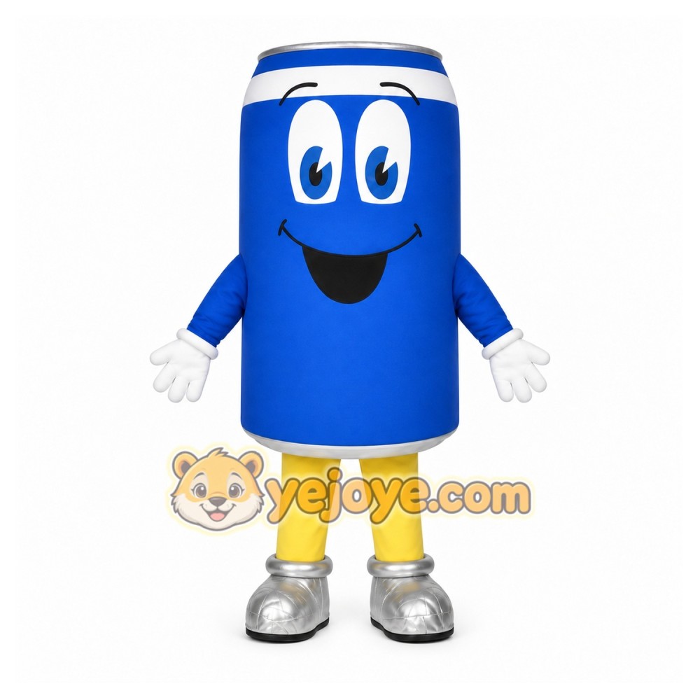 Blue Can Mascot Costume with Custom Logo Blue Can Mascot Costume with Custom Logo