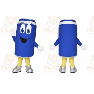 Blue Can Mascot Costume with Custom Logo