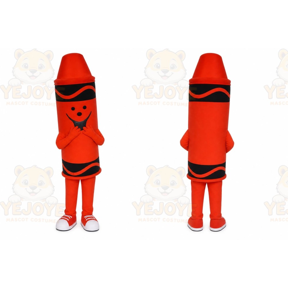 Red Crayon Mascot Costume with Custom Logo