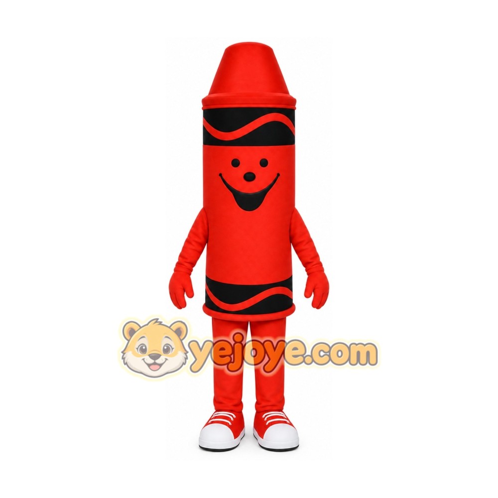 Red Crayon Mascot Costume with Custom Logo