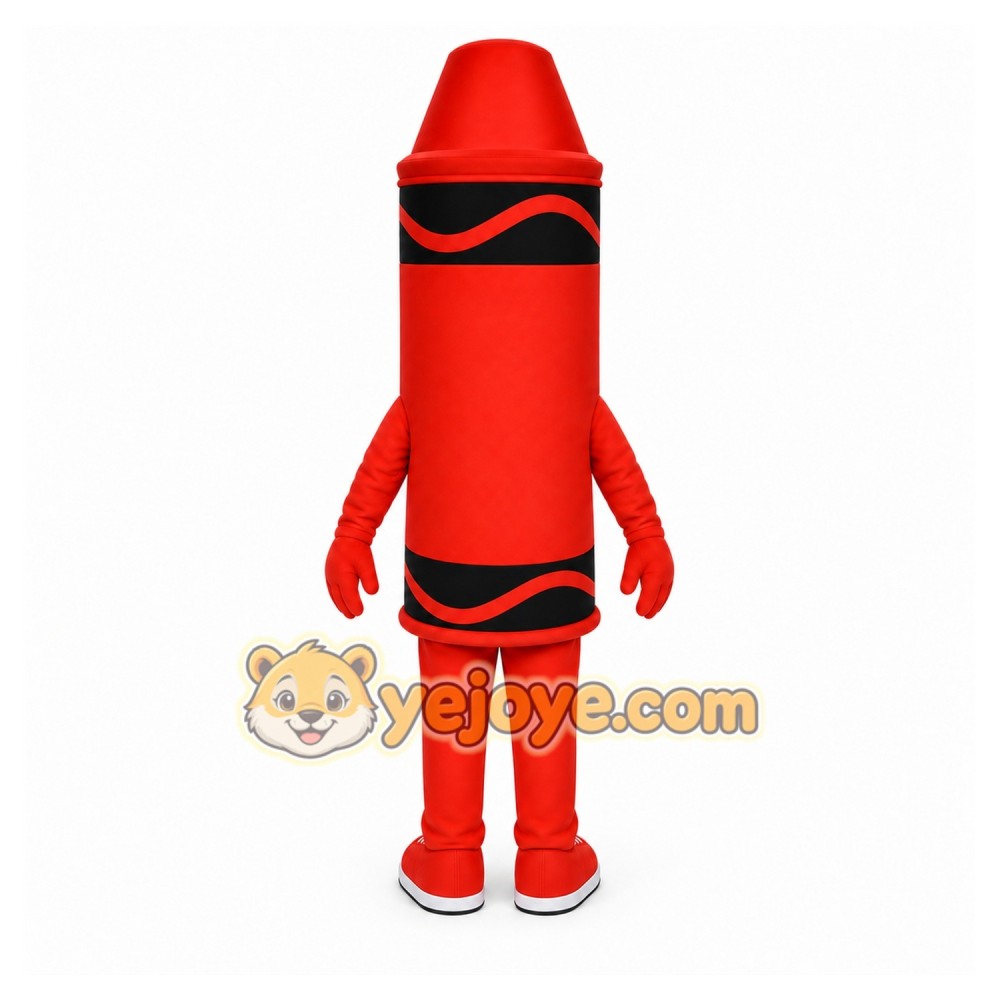 Red Crayon Mascot Costume with Custom Logo