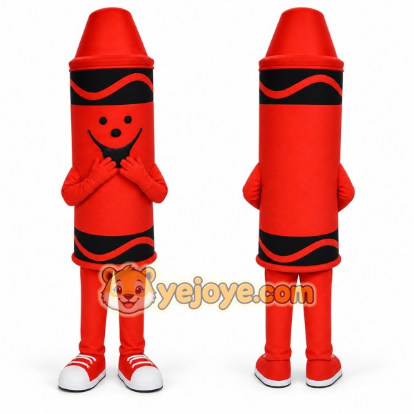 Red Crayon Mascot Costume with Custom Logo