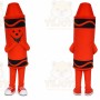Red Crayon Mascot Costume with Custom Logo