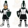 Silver Roman Warrior Mascot Costume with Custom Logo