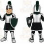 Silver Roman Warrior Mascot Costume with Custom Logo