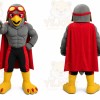 Gray Superhero Bird Mascot Costume with Custom Logo