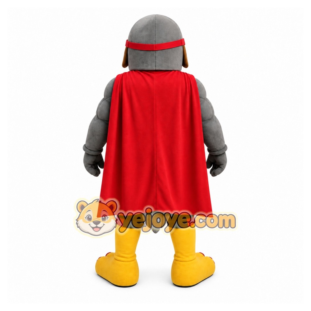 Gray Superhero Bird Mascot Costume with Custom Logo Gray Superhero Bird Mascot Costume with Custom Logo