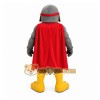 Gray Superhero Bird Mascot Costume with Custom Logo Gray Superhero Bird Mascot Costume with Custom Logo