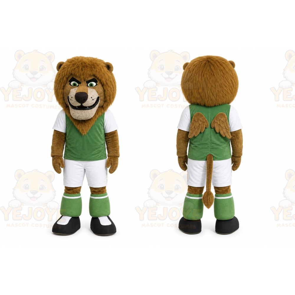 Brown Lion Mascot Costume with Custom Logo
