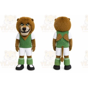Brown Lion Mascot Costume with Custom Logo