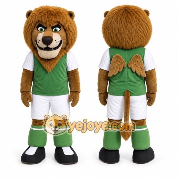 Brown Lion Mascot Costume with Custom Logo