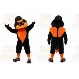 Black Bird Mascot Costume with Custom Logo