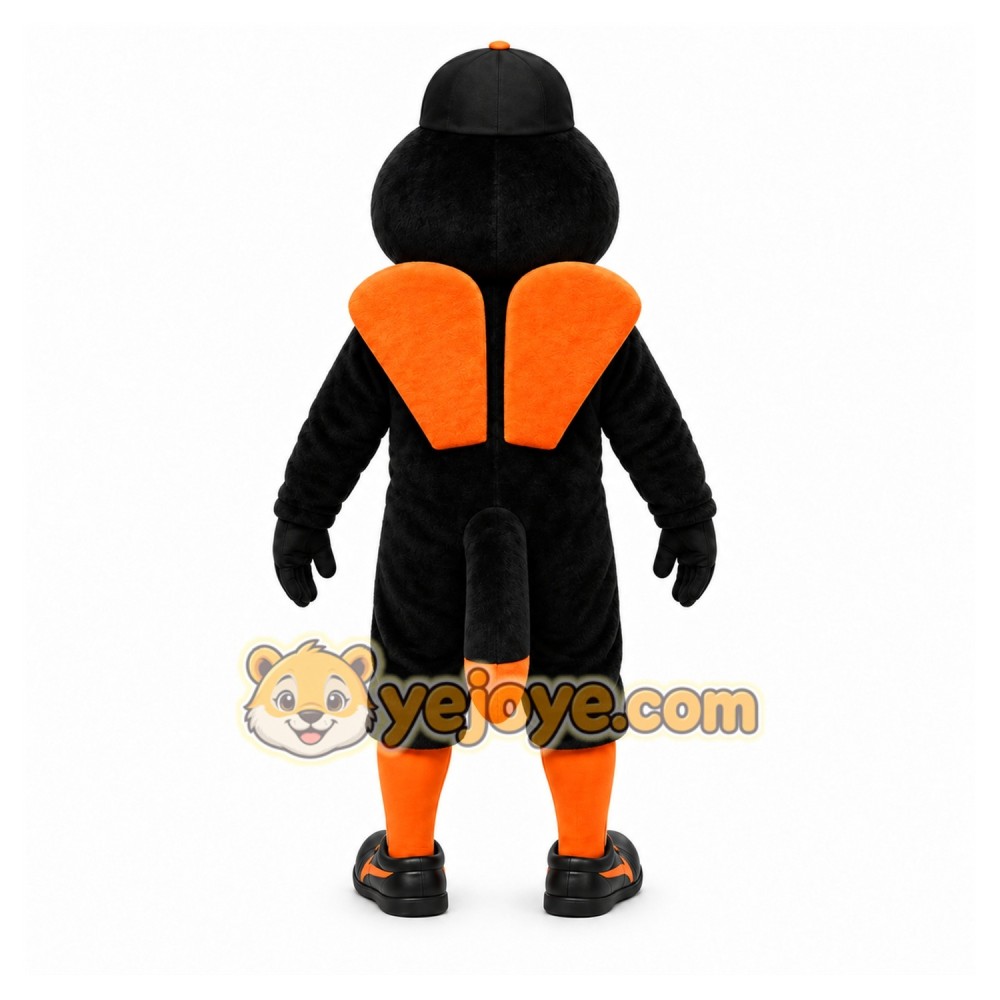 Black Bird Mascot Costume with Custom Logo