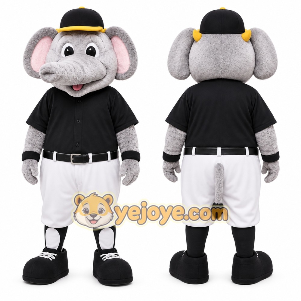 Gray Elephant Mascot Costume with Custom Logo Gray Elephant Mascot Costume with Custom Logo