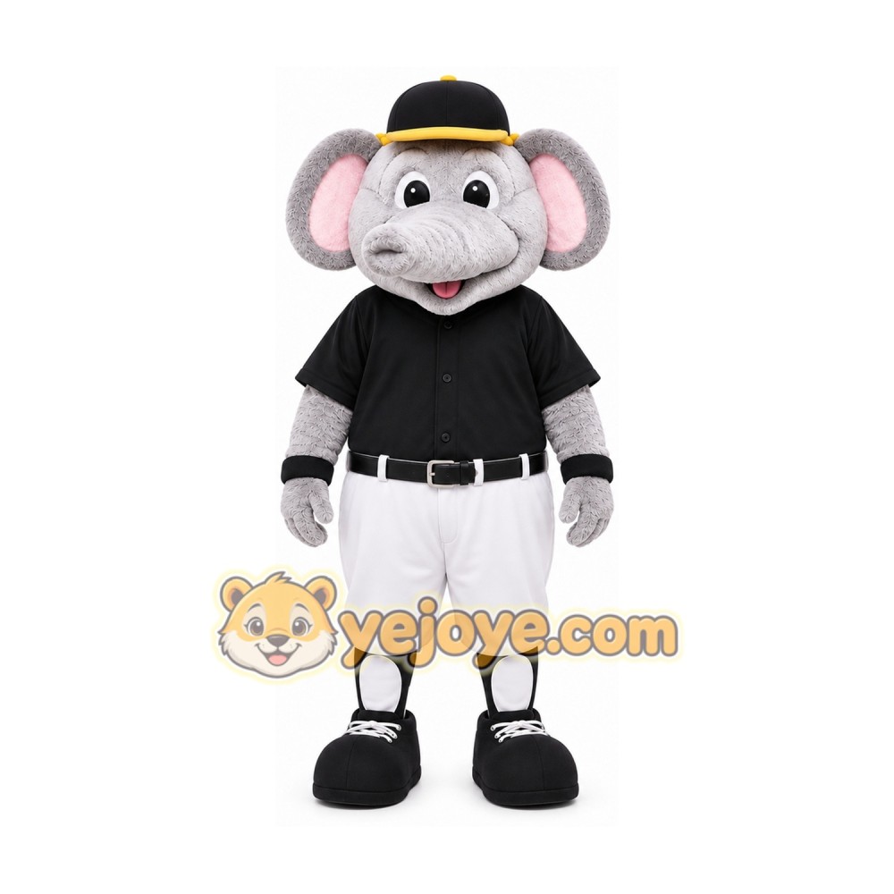 Gray Elephant Mascot Costume with Custom Logo Gray Elephant Mascot Costume with Custom Logo