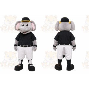 Gray Elephant Mascot Costume with Custom Logo