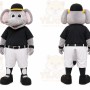 Gray Elephant Mascot Costume with Custom Logo