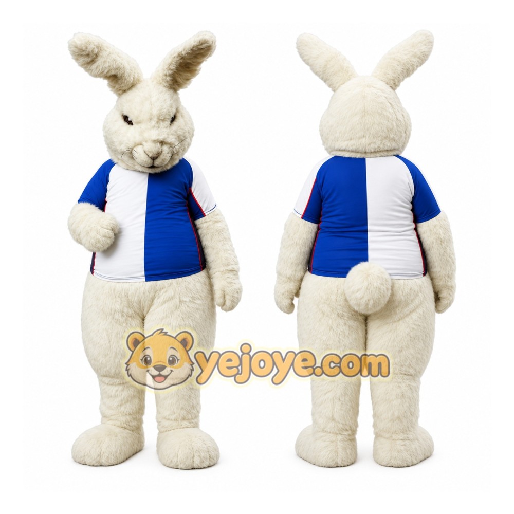 White Rabbit Mascot Costume with Custom Logo White Rabbit Mascot Costume with Custom Logo