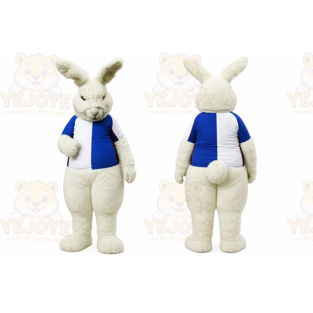 White Rabbit Mascot Costume with Custom Logo