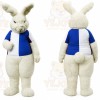 White Rabbit Mascot Costume with Custom Logo