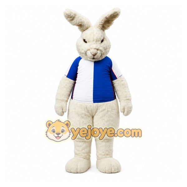 White Rabbit Mascot Costume with Custom Logo White Rabbit Mascot Costume with Custom Logo