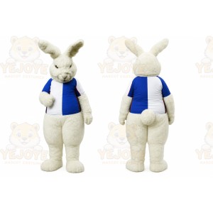White Rabbit Mascot Costume with Custom Logo